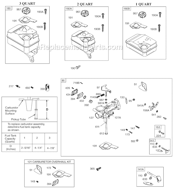 Page D Diagram and Parts List for 92200SERIES 0007-1250 Briggs and Stratton Engine